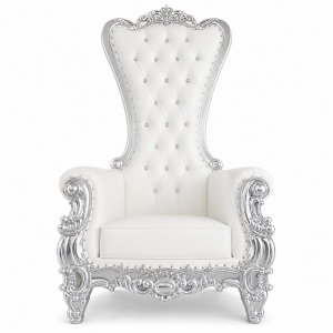 Silver Princess Throne Chair rental, royal chair rental, fairytale party supplies, quinceañera rentals, sweet sixteen throne, photo booth prop, luxury event seating, birthday party rentals Moreno Valley, CA, wedding chair rental, special occasion furniture, event decor rental, baby shower chair