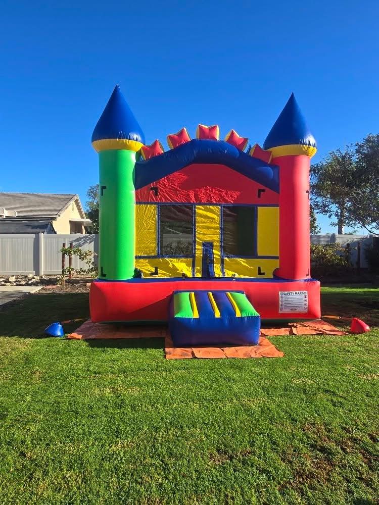 Colorful bounce house rental for a party
