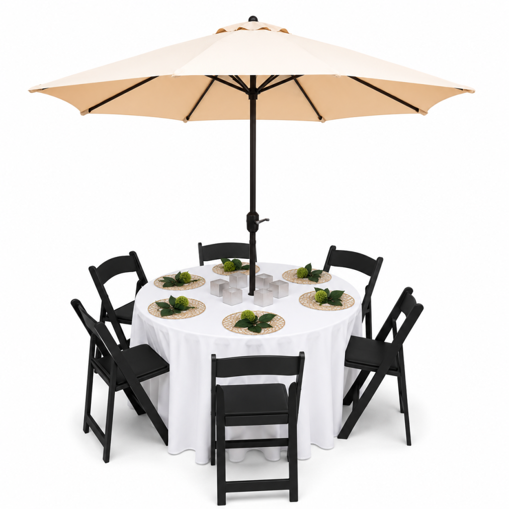 Umbrella Table Sets Black Resin