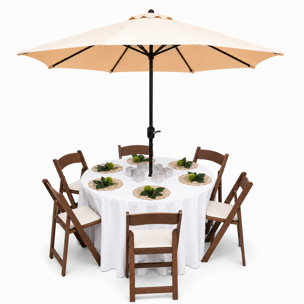 Umbrella Table Sets Brown Resin